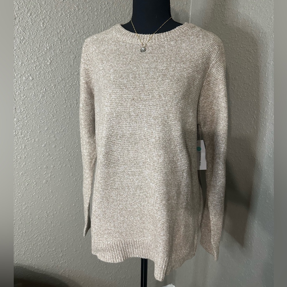 NWT Pink Clover Leslie Long Sleeve‎ Pullover in Beige